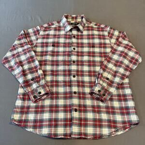 ORVIS Men's Perfect Classic Fit Flannel Plaid Shirt - Size L - Red White Gray